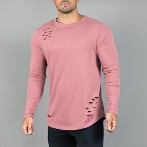 Dusty Rose Alphalete long sleeve distressed shirt